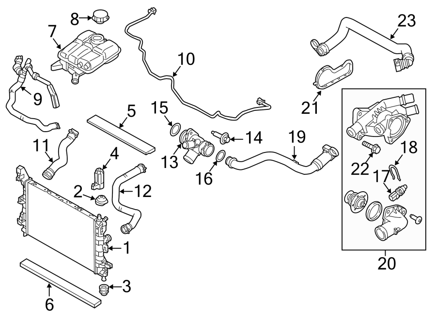 Ford Focus Hose. Radiator. 1.0 LITER, auto trans. Focus; Auto Trans