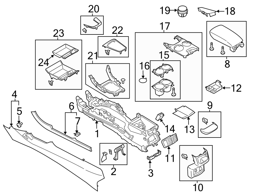 Ford Fusion Console Trim Panel. Finish panel. PANEL ASSEMBLY CONSOLE