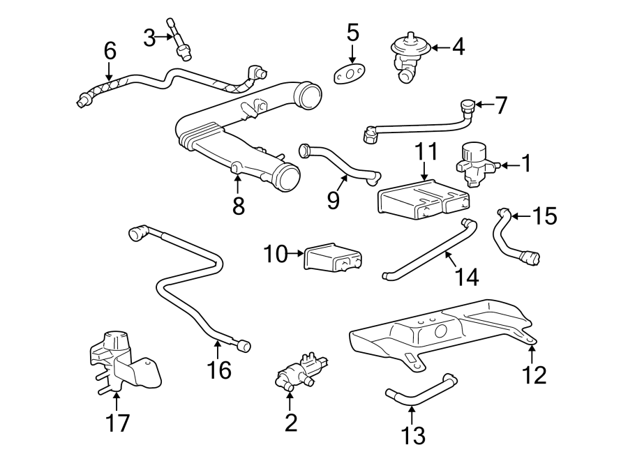 Lincoln LS Pcv valve hose. 2003-06, 3.9 liter, no. 2 - 3W4Z6853AA